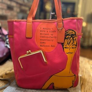 Coach Rare Bonnie Cashin  Pink & Orange Tote & matching swing pack  crossbody